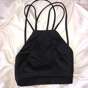 BOOHOO Black strappy crop top